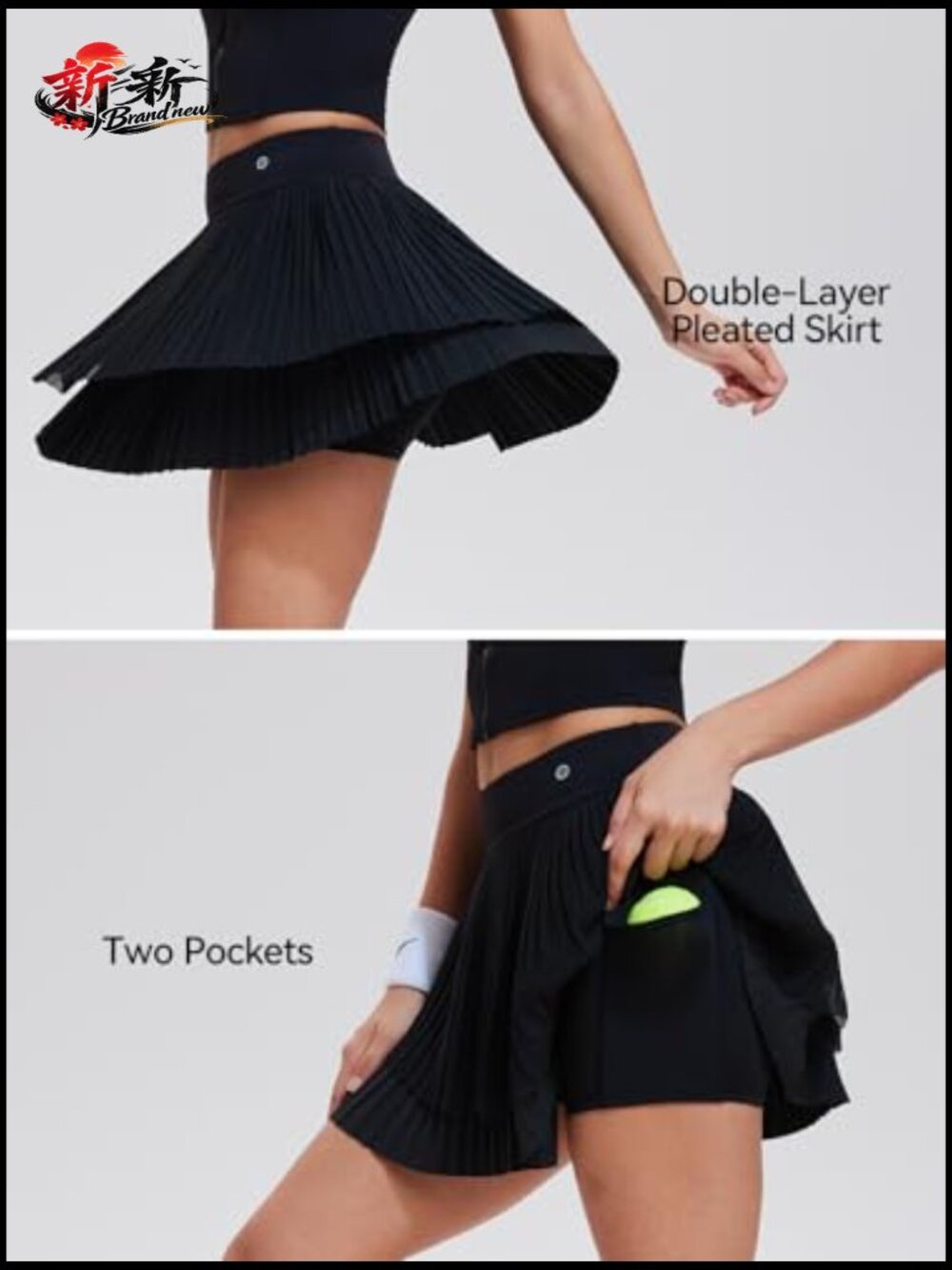 2 Piece Tennis Skirt Set with Pockets Athletic Skort Racerback Top - Picture 5 of 7